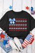 Black American Flag Inspired Bow Graphic Drop Shoulder T Shirt